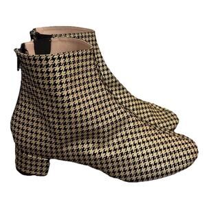repetto Boots Size 38.5 Size 8 Gold Sparkle Black Houndstooth Ankle Booties